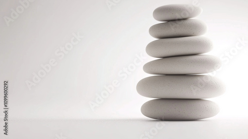 Balance stones are arranged in a pyramid shape,Stone stacked isolated on white background and have clipping paths for easy design in your concept. photo