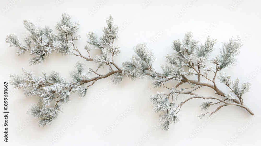 Obraz premium Snow Covered Pine Branch Winter Decor
