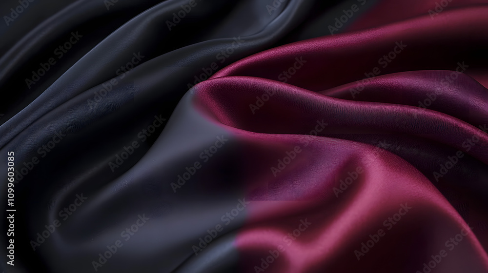 Obraz premium Black dark gray purple burgundy red background. Silk satin fabric. Luxury elegant beauty premium rich. Shiny glitter shimmer silky. Drapery fold crease. Christmas birthday Valentine romance festival.