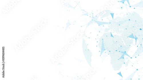 Global network connection banner design template. Header social network communication in the global business concept. Big data visualization. Internet technology