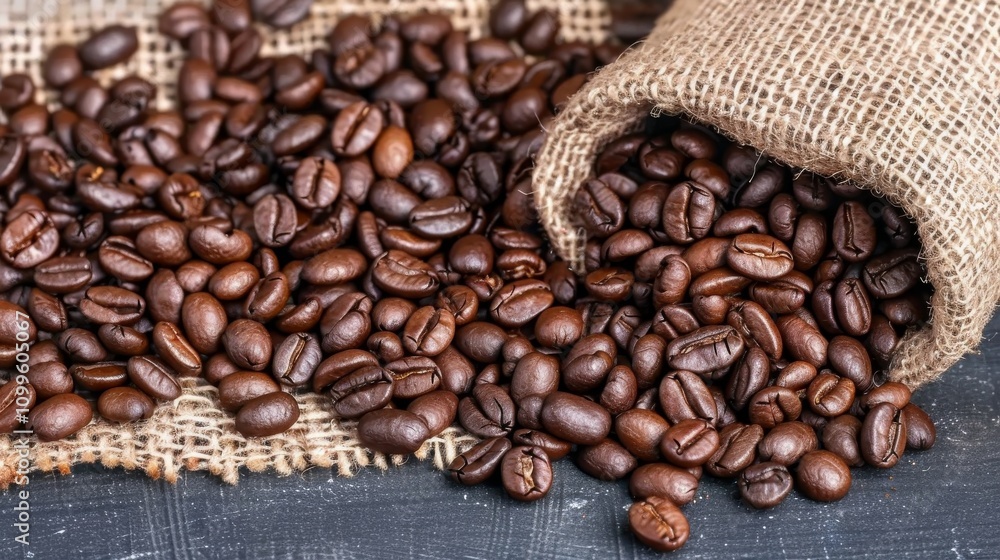 Fototapeta premium freshly roasted coffee beans in a bag
