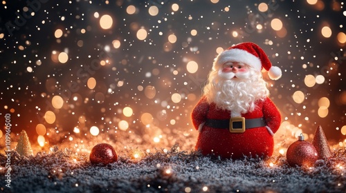 Festive Santa Claus Amidst Winter Wonderland Lights