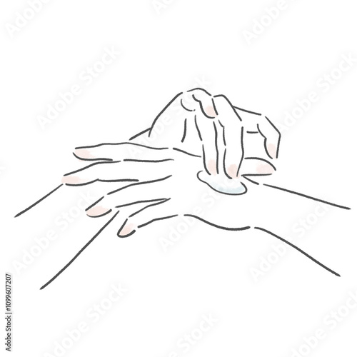 保湿クリームを塗ってハンドケアをしている手元