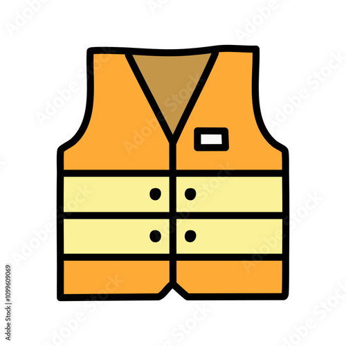 Fisherman vest vector illustration, filled design editable outline icon