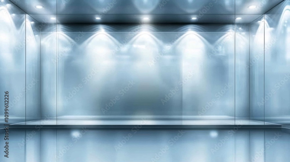 Obraz premium Modern Illuminated Steel Display Showcase Room