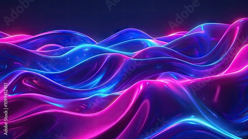 Wallpaper Mural A vibrant abstract wave pattern illuminated by neon lights against a dark starry background, conveying a dynamic concept of motion. Torontodigital.ca