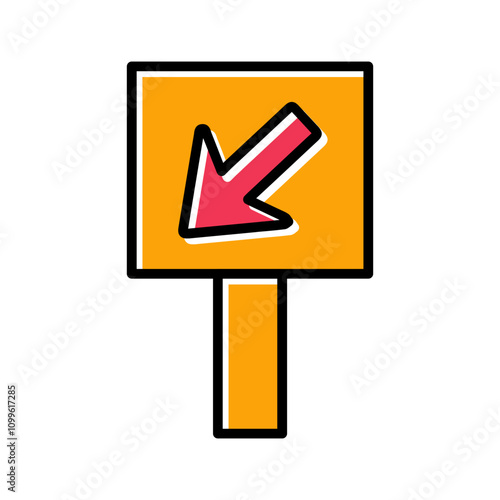 Diagonal Down-Left Arrow Vector Icon