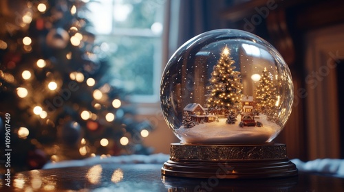 Illuminated Christmas Village Snow Globe Scene
