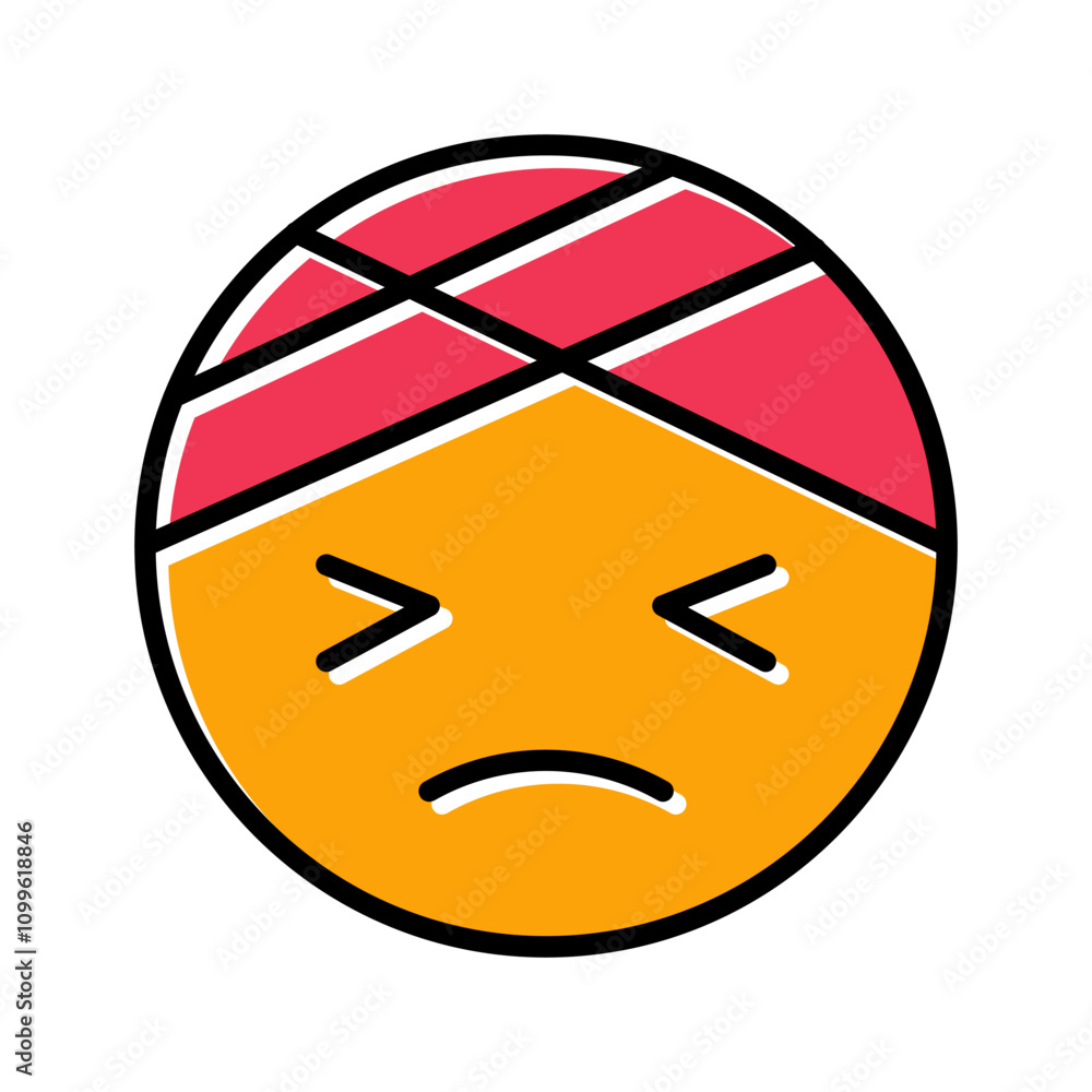 Obraz premium Face with Head-Bandage Vector Icon
