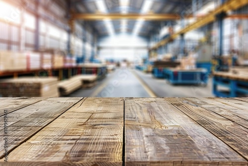 Wallpaper Mural Wooden table with warehouse background for product advertising. Torontodigital.ca