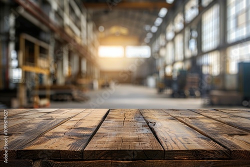 Wallpaper Mural Wooden table with warehouse background for product advertising. Torontodigital.ca