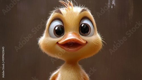 Adorable Yellow Duckling Portrait Close Up