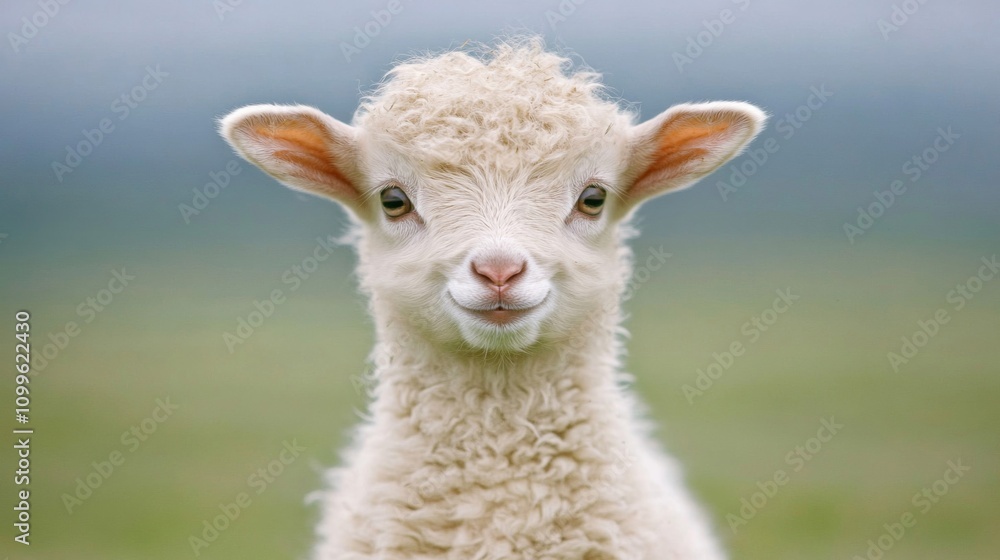 Fototapeta premium Adorable Fluffy Lamb Posing For A Photo