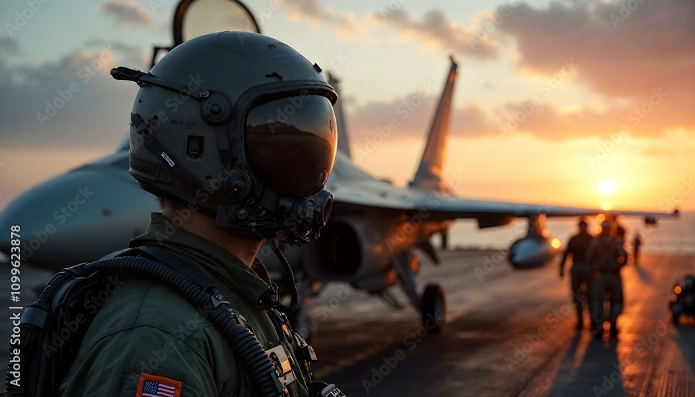 Fototapeta premium aircraft at sunset