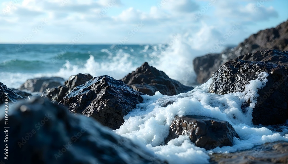 Obraz premium waves crashing on rocks