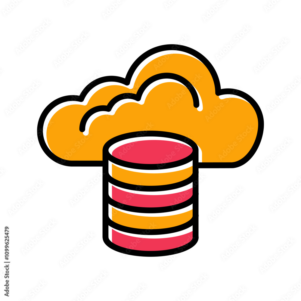 Cloud Database Vector Icon Cloud Database Vector Icon