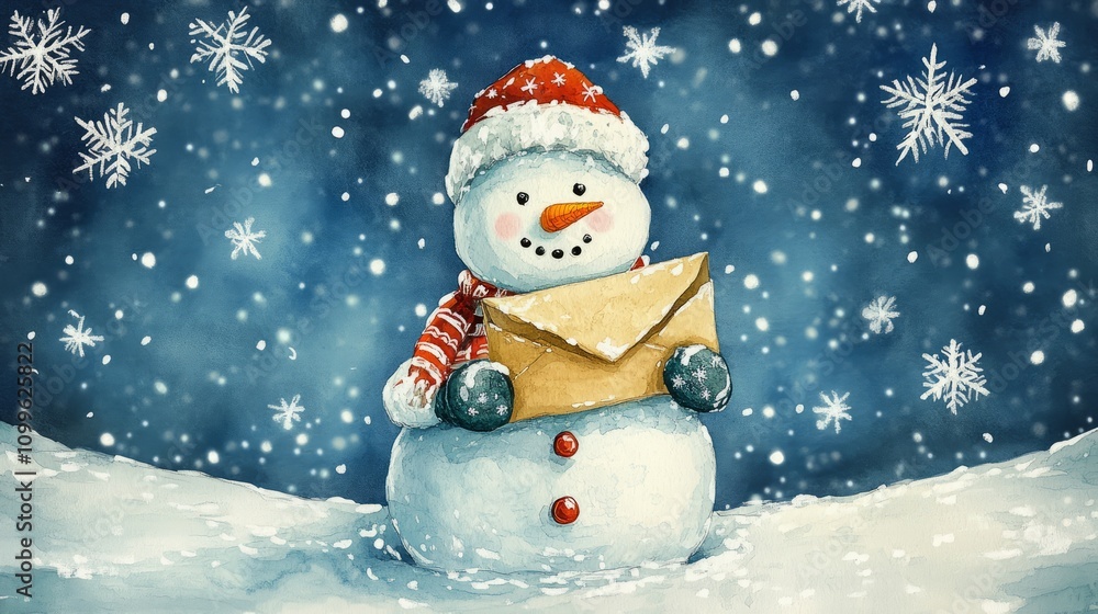 Obraz premium christmas card with snowman