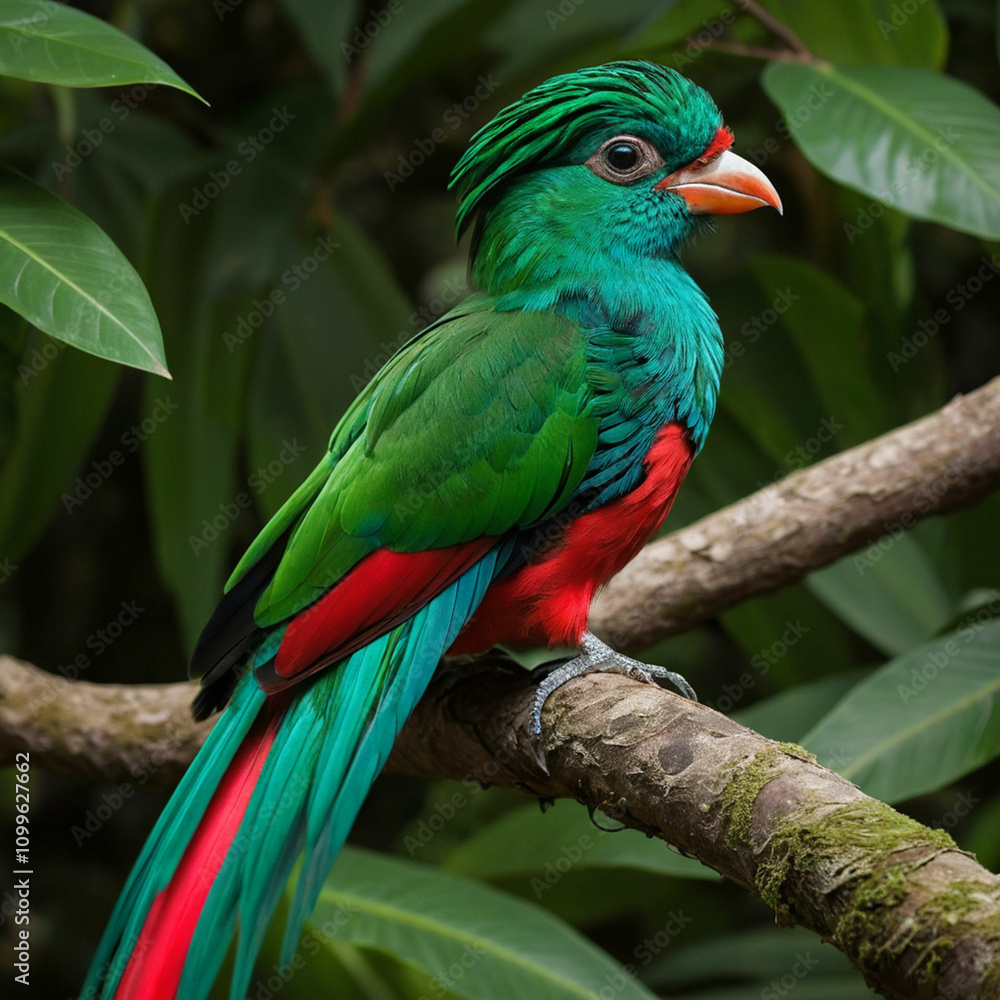 Obraz premium The quetzal, with emerald green feathers