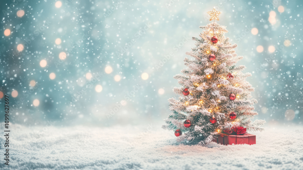 Obraz premium Holiday tree with luminous light waves