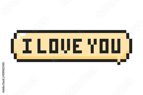 I love you pixel lettering, Valentine's Day 8-bit.