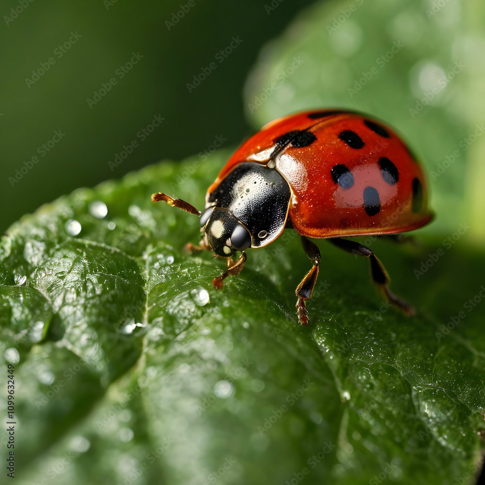 Fototapeta premium A closeup of a ladybug with bright red wings