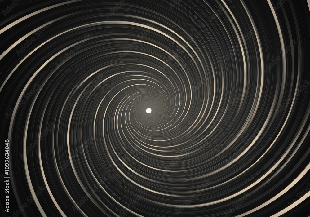 Fototapeta premium Abstract black and white swirling spiral with radiant center