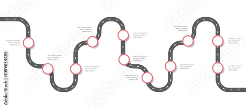 Roadmap Infographic Template Design With 11 Steps or Process.