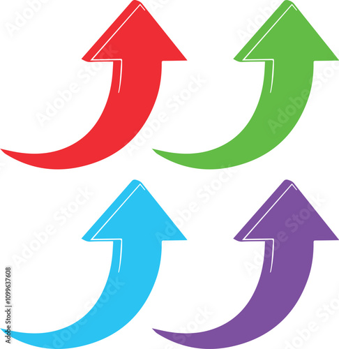 Color gradient arrows with transparent background. Arrow digital vector illustration.