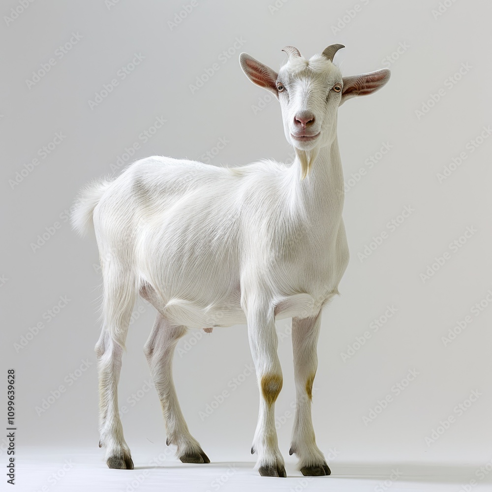 Fototapeta premium White goat isolated on white background.