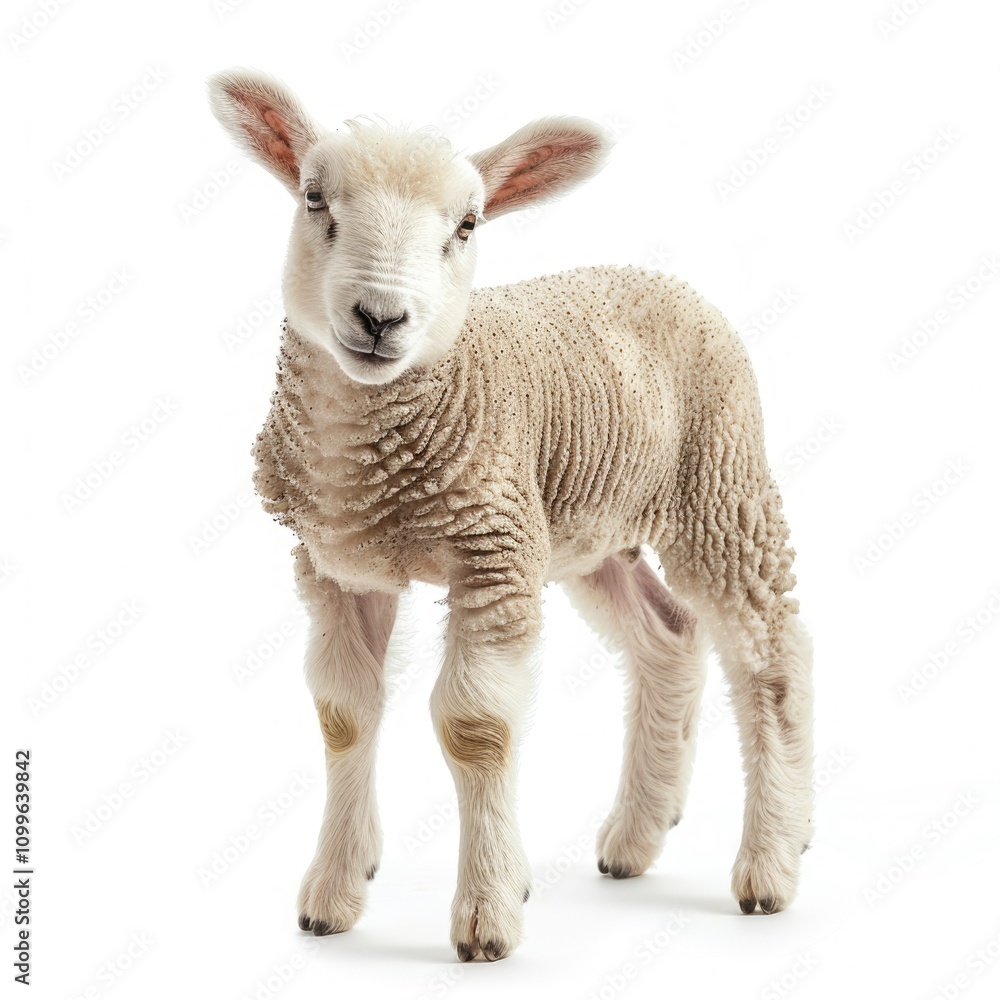 Obraz premium White Barbados sheep lamb symbolizes equality and conformity.