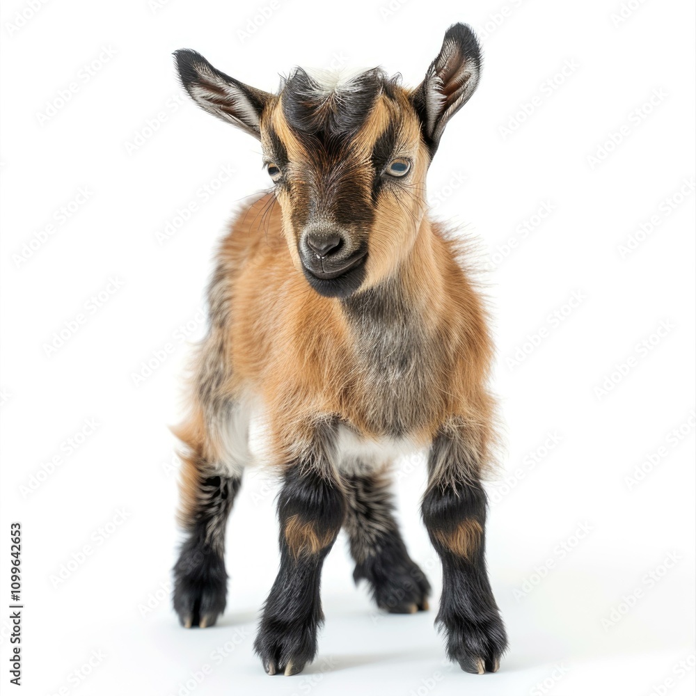 Obraz premium Young goat isolated on white background.