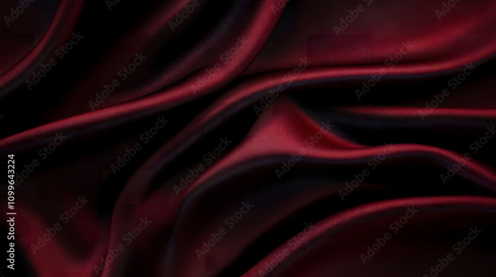 Obraz premium Black dark deep red burgundy cherry maroon crimson abstract background. Silk satin velvet fabric. Elegant luxury rich. Curtain drapery fold line wave flow. Romance Valentine Birthday Christmas. Design