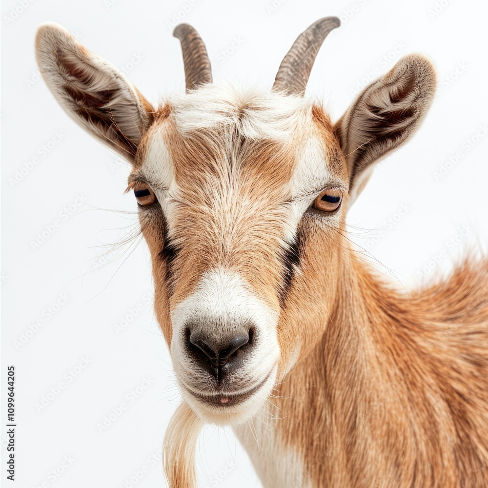 Obraz premium Portrait of goat isolated on white background.