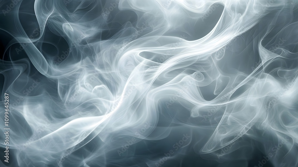 Obraz premium Abstract Swirling White Smoke Against Dark Grey Background