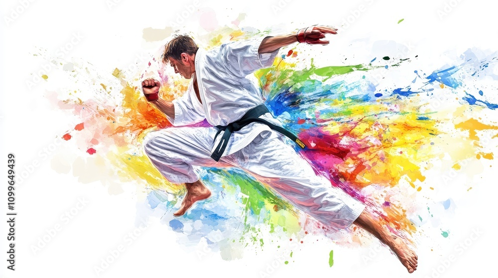 Obraz premium abstract illustration of a karate fighter
