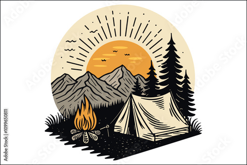 Forest Camp Tent on Stilts: Sunrise Adventure by the Lake"