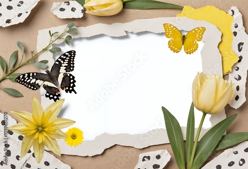 Butterfly and Flower Art Nature Digital Design Creative Space Close-Up Aesthetic Inspiration photo