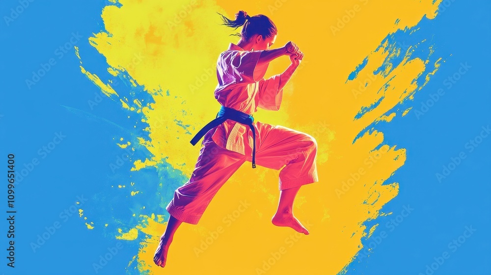 Fototapeta premium abstract illustration of a karate fighter