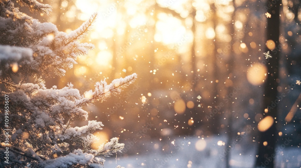 Fototapeta premium Winter Wonderland: Snowy Forest Scene