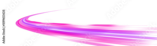 High-speed data transfer concept: cyberpunk light trails, fast-paced motion, and slow shutter effects with vivid, glowing elements in a transparent PNG format, perfect for technology themes.