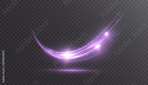 Magical dynamic swirl effect with purple shimmer for web design and fabulous user interface. Bright Twirl. Vector