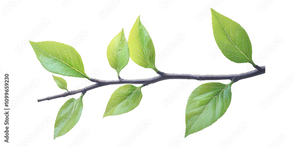 Naklejka premium Green Leafy Branch Isolated On Transparent Background