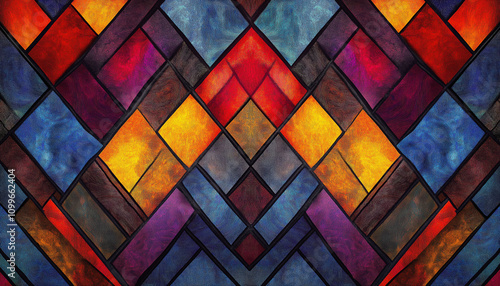 Intricate Stained Glass Chevron with Rich Colors