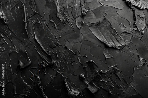 Abstract Black Impasto Paint Texture Background photo