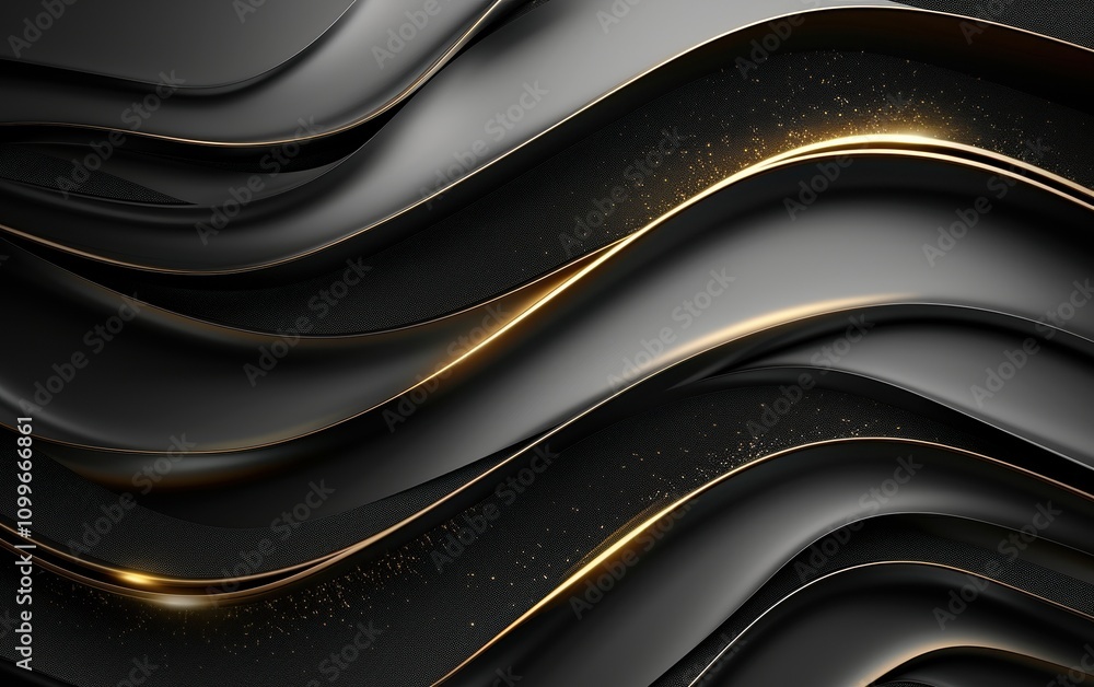 Fototapeta premium Abstract Black Gold Waves Design Background