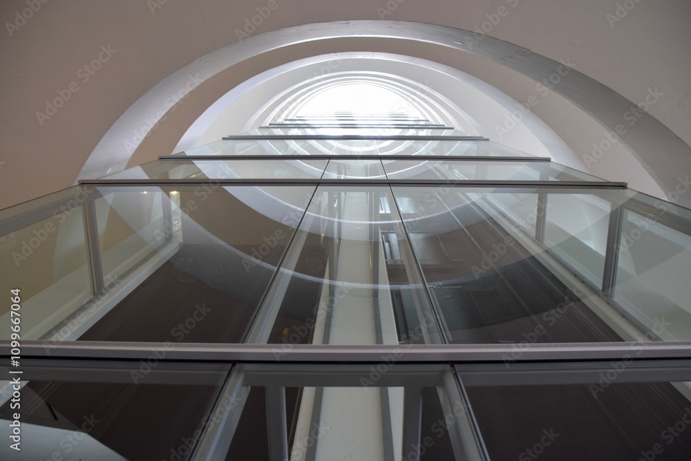 Fototapeta premium Modern interior glass and metal lift