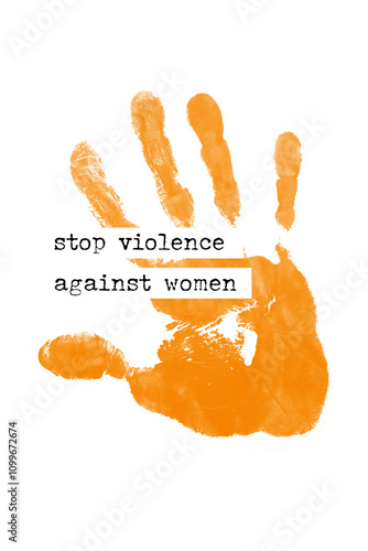 orange hand mit text - stop violence against women