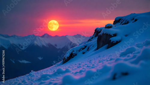 Frozen Ridge Moon Rising
