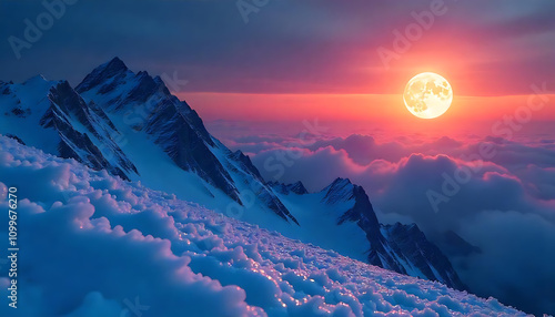 Frozen Ridge Moon Rising