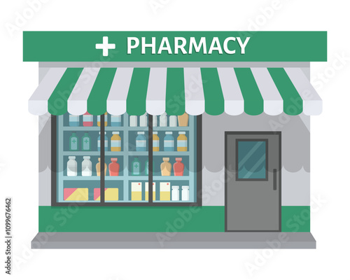 Pharmacy building store front exterior
